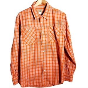 HABAND TRAVELERS M ORANGE PLAID LONGSLEVE BUTTON UP